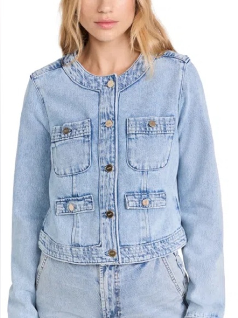 PAIGE Kiya Women’s Light Wash Denim Jacket - Light Blue Size Large